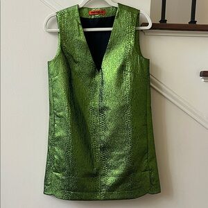 Simon Miller Fountain Metallic Green Colorblock Mini Dress XS